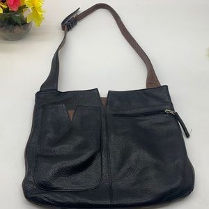 Orvis Black Brown Pebble Leather Crossbody Bag. BP3646C